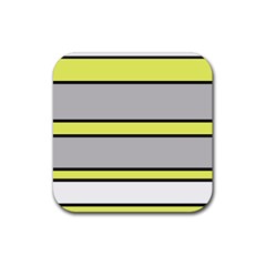 Yellow And Gray Lines Rubber Coaster (square)  by Valentinaart