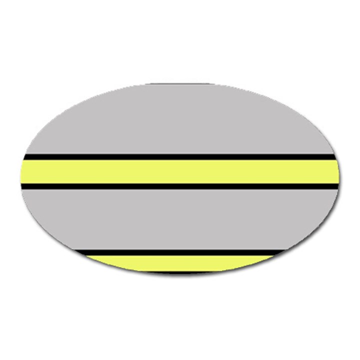 Yellow and gray lines Oval Magnet