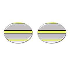 Yellow And Gray Lines Cufflinks (oval) by Valentinaart