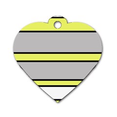 Yellow And Gray Lines Dog Tag Heart (two Sides) by Valentinaart