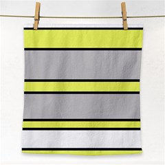 Yellow And Gray Lines Face Towel by Valentinaart