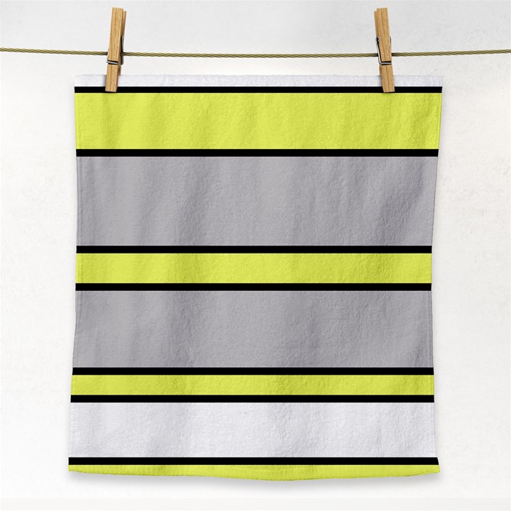 Yellow and gray lines Face Towel