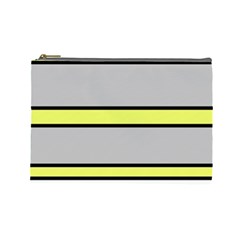 Yellow And Gray Lines Cosmetic Bag (large)  by Valentinaart