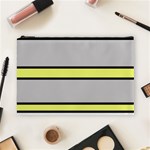 Yellow and gray lines Cosmetic Bag (Large)  Front