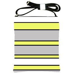 Yellow And Gray Lines Shoulder Sling Bags by Valentinaart