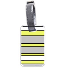 Yellow And Gray Lines Luggage Tags (one Side)  by Valentinaart