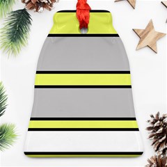 Yellow And Gray Lines Ornament (bell)  by Valentinaart