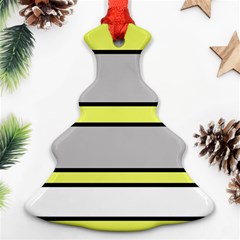 Yellow And Gray Lines Christmas Tree Ornament (2 Sides) by Valentinaart