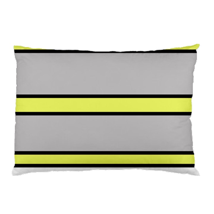 Yellow and gray lines Pillow Case (Two Sides)