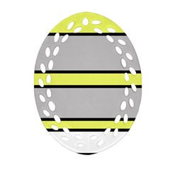 Yellow And Gray Lines Ornament (oval Filigree) 