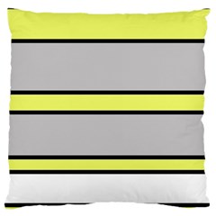 Yellow And Gray Lines Large Cushion Case (one Side) by Valentinaart