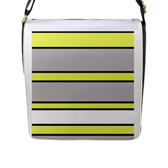 Yellow And Gray Lines Flap Messenger Bag (l)  by Valentinaart