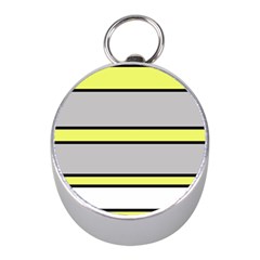 Yellow And Gray Lines Mini Silver Compasses