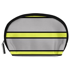 Yellow And Gray Lines Accessory Pouches (large)  by Valentinaart