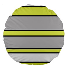 Yellow And Gray Lines Large 18  Premium Flano Round Cushions