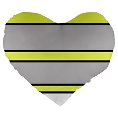 Yellow And Gray Lines Large 19  Premium Flano Heart Shape Cushions