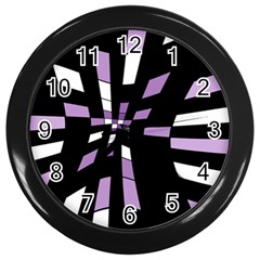 Purple Abstraction Wall Clocks (black) by Valentinaart