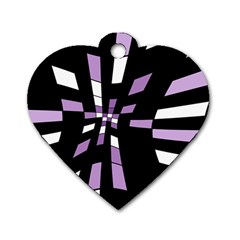 Purple Abstraction Dog Tag Heart (one Side) by Valentinaart