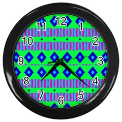 Rhombus And Stripes                                                                                   			wall Clock (black) by LalyLauraFLM