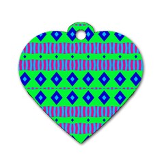 Rhombus And Stripes                                                                                   			dog Tag Heart (one Side) by LalyLauraFLM