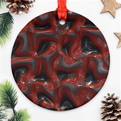 Red Grey 3d Design                                                                                    			ornament (round) by LalyLauraFLM