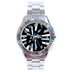 Blue Abstraction Stainless Steel Analogue Watch by Valentinaart