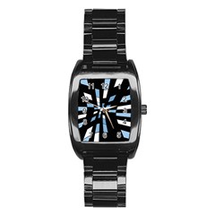 Blue Abstraction Stainless Steel Barrel Watch by Valentinaart