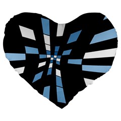 Blue Abstraction Large 19  Premium Flano Heart Shape Cushions