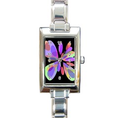 Colorful abstract flower Rectangle Italian Charm Watch