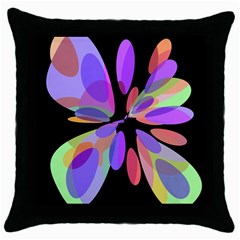 Colorful abstract flower Throw Pillow Case (Black)