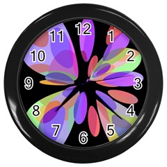 Colorful abstract flower Wall Clocks (Black)