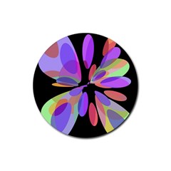 Colorful abstract flower Rubber Round Coaster (4 pack) 