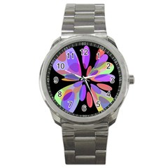 Colorful abstract flower Sport Metal Watch