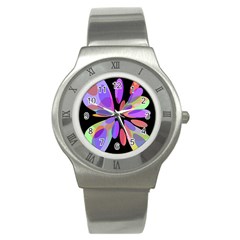 Colorful abstract flower Stainless Steel Watch