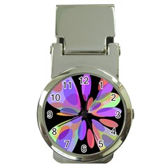 Colorful abstract flower Money Clip Watches