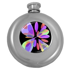 Colorful abstract flower Round Hip Flask (5 oz)