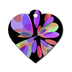 Colorful abstract flower Dog Tag Heart (One Side)