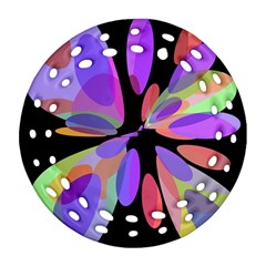 Colorful abstract flower Round Filigree Ornament (2Side)