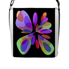 Colorful abstract flower Flap Messenger Bag (L) 