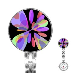 Colorful abstract flower Stainless Steel Nurses Watch