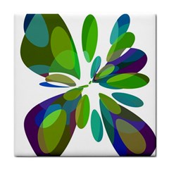 Green Abstract Flower Tile Coasters by Valentinaart