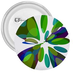 Green Abstract Flower 3  Buttons by Valentinaart