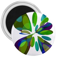 Green Abstract Flower 3  Magnets by Valentinaart