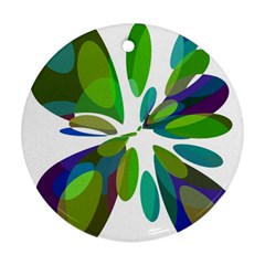 Green Abstract Flower Ornament (round)  by Valentinaart