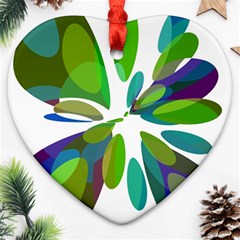 Green Abstract Flower Ornament (heart)  by Valentinaart