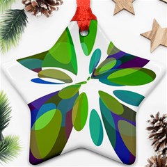 Green Abstract Flower Ornament (star)  by Valentinaart