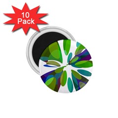 Green Abstract Flower 1 75  Magnets (10 Pack)  by Valentinaart