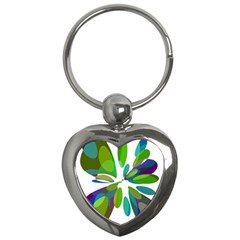 Green Abstract Flower Key Chains (heart)  by Valentinaart