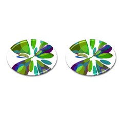 Green Abstract Flower Cufflinks (oval) by Valentinaart