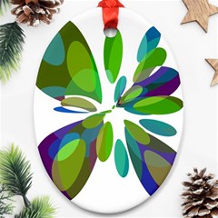 Green Abstract Flower Oval Ornament (two Sides) by Valentinaart